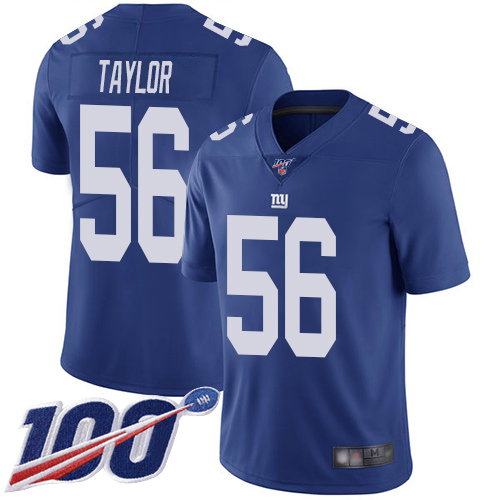 Men New York Giants #56 Lawrence Taylor Royal Blue Team Color Vapor Untouchable Limited Player 100th Season Football NFL Jersey